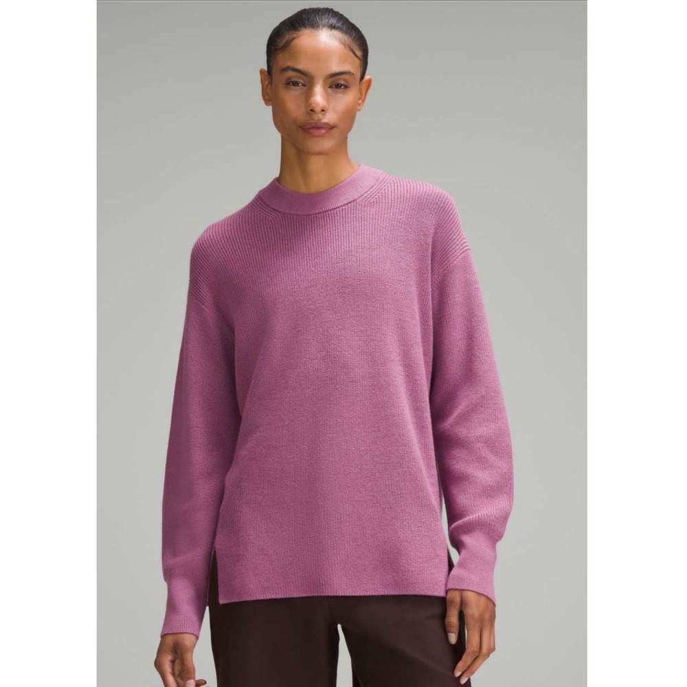 Lululemon Merino Wool Blend Ribbed Crewneck Sweater Dusty Purple Womens Medium 8